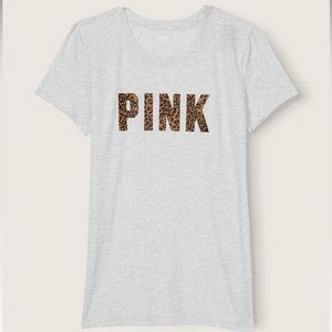 PINK Victoria’s Secret Gray Casual T Shirt Animal Print
